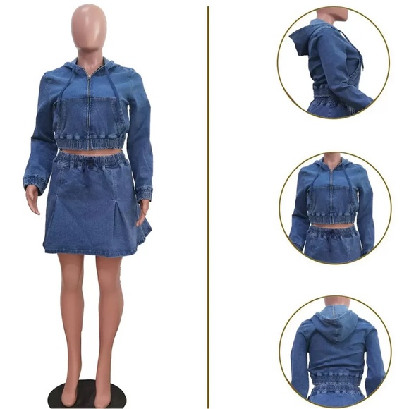 Two-Piece Skirt Set – Zip-Up Jacket & Flared Mini Skirt - Picture 3 of 5